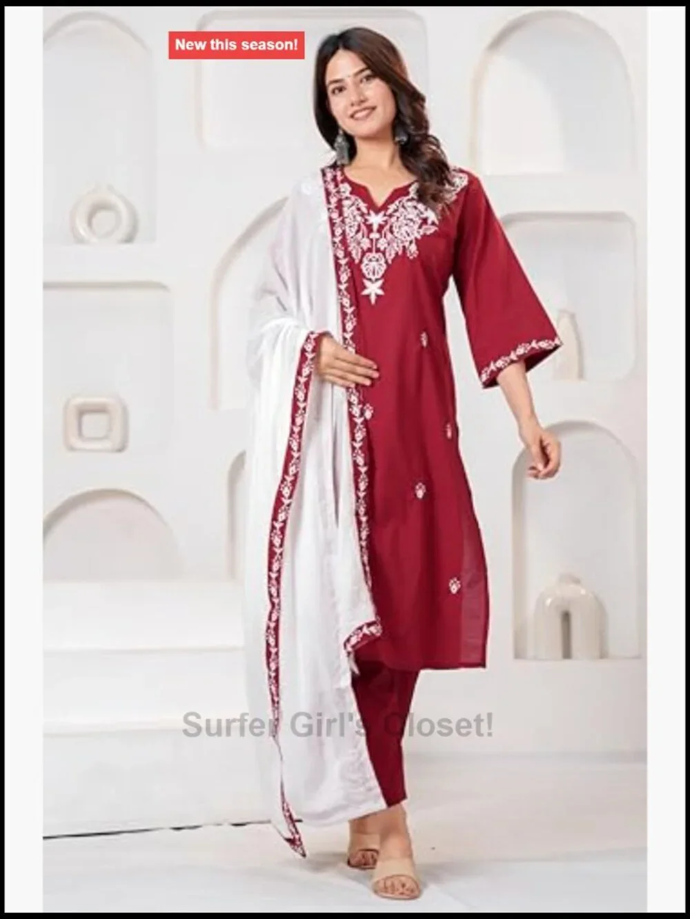 Cotton Straight Kurta Pant Set with Dupatta Embroidered Ethnic Festive Wear